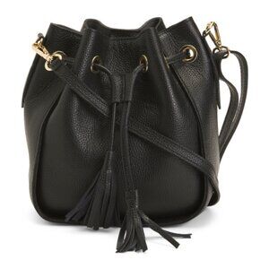 CHEVAL Made In Italy Leather Tassel Strings Bucket Hobo